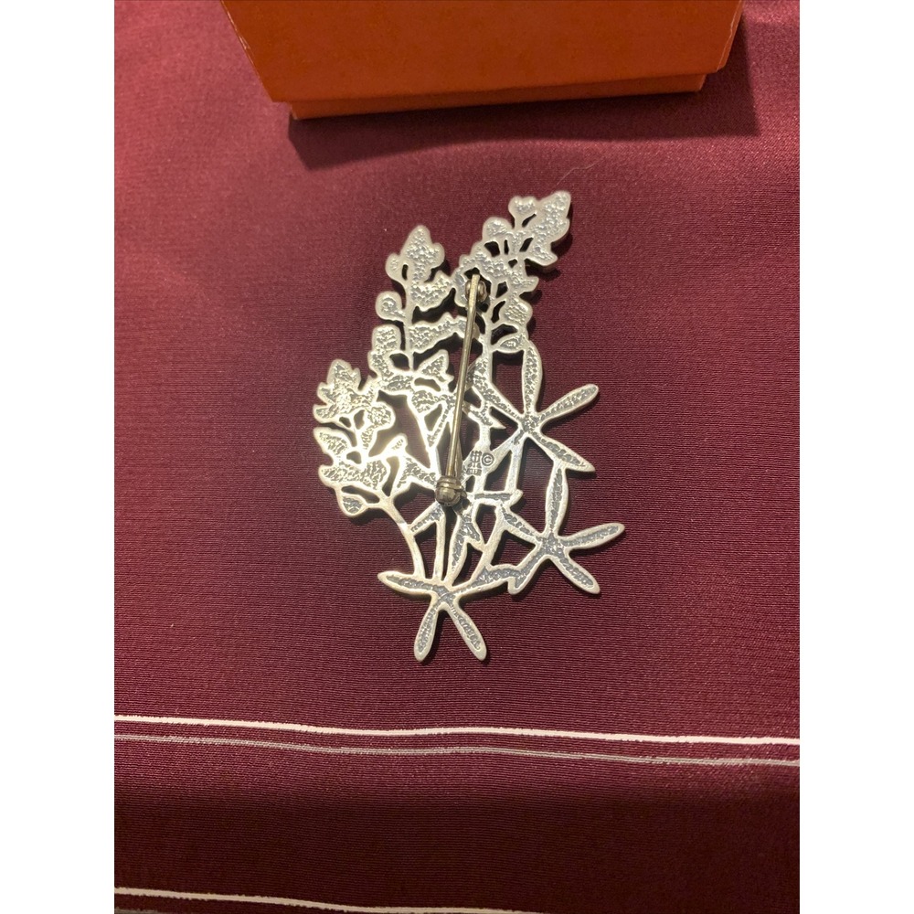 Retired James Avery LARGE Texas Bluebonnet Brooch Pin 2.25" Approx. 925 Silver - Picture 4 of 6